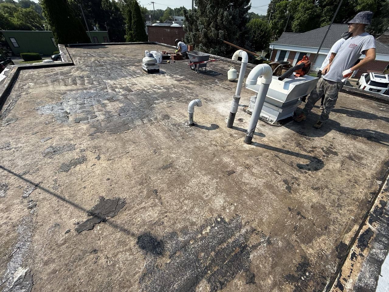 Commercial flat roof replacement - before