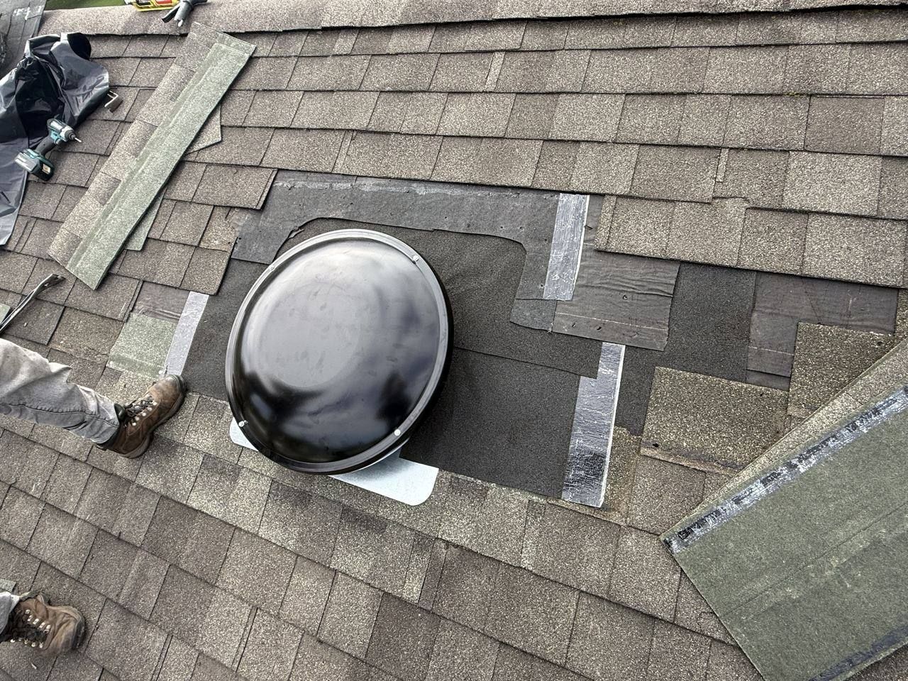 Roof repair around a vent