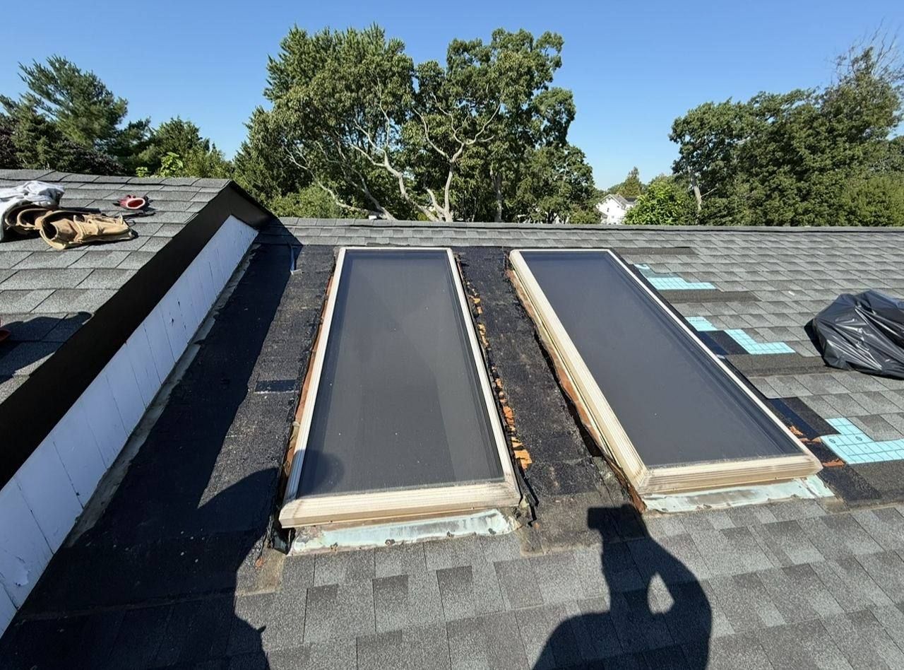 Skylight replacement with copper flashing - before